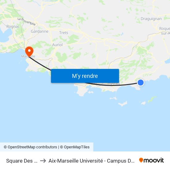 Square Des Heros to Aix-Marseille Université - Campus De Saint-Charles map