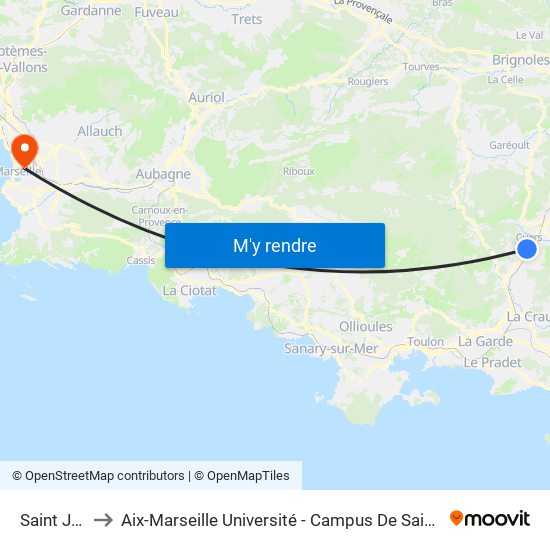 Saint Jean to Aix-Marseille Université - Campus De Saint-Charles map