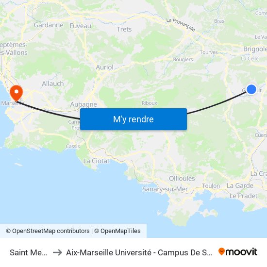Saint Medard to Aix-Marseille Université - Campus De Saint-Charles map