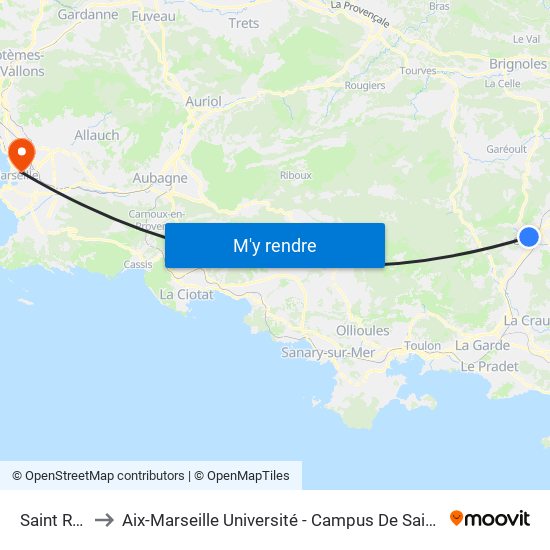 Saint Roch to Aix-Marseille Université - Campus De Saint-Charles map