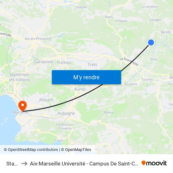 Stade to Aix-Marseille Université - Campus De Saint-Charles map