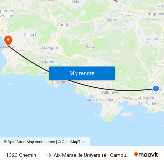 1323 Chemin De Hyeres to Aix-Marseille Université - Campus De Saint-Charles map