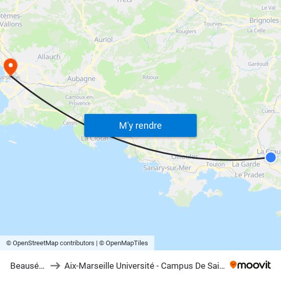 Beauséjour to Aix-Marseille Université - Campus De Saint-Charles map