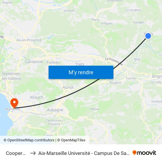 Cooperative to Aix-Marseille Université - Campus De Saint-Charles map