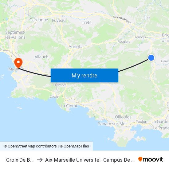 Croix De Berard to Aix-Marseille Université - Campus De Saint-Charles map