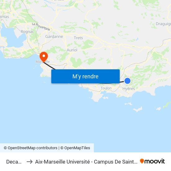 Decapris to Aix-Marseille Université - Campus De Saint-Charles map
