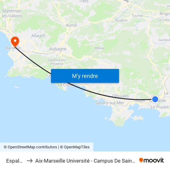 Espaluns to Aix-Marseille Université - Campus De Saint-Charles map