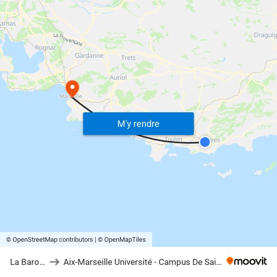 La Baronne to Aix-Marseille Université - Campus De Saint-Charles map