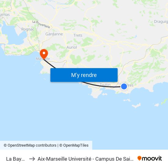 La Bayorre to Aix-Marseille Université - Campus De Saint-Charles map