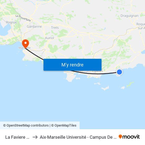 La Faviere Poste to Aix-Marseille Université - Campus De Saint-Charles map