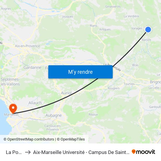 La Poste to Aix-Marseille Université - Campus De Saint-Charles map