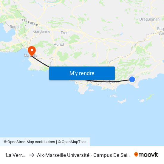 La Verrerie to Aix-Marseille Université - Campus De Saint-Charles map