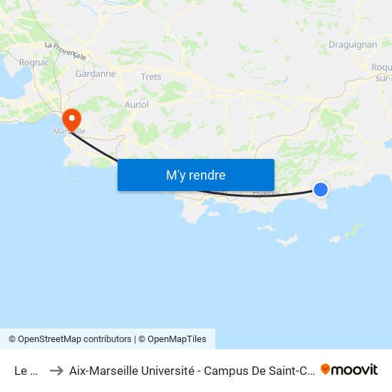 Le Pin to Aix-Marseille Université - Campus De Saint-Charles map