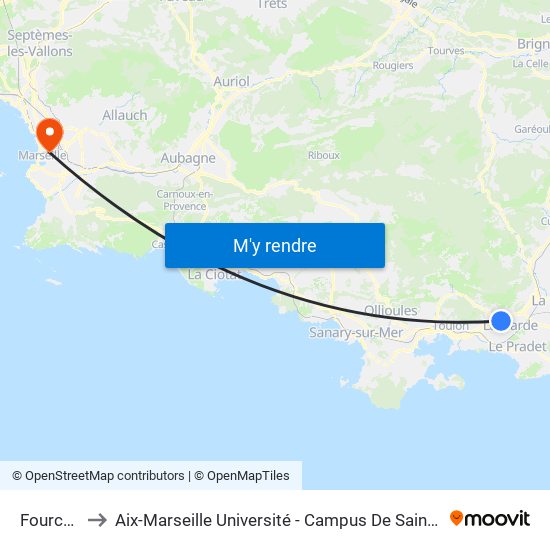 Fourches to Aix-Marseille Université - Campus De Saint-Charles map