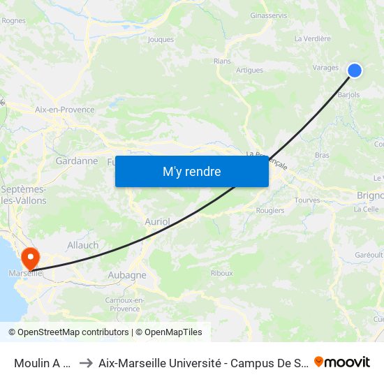 Moulin A Huile to Aix-Marseille Université - Campus De Saint-Charles map