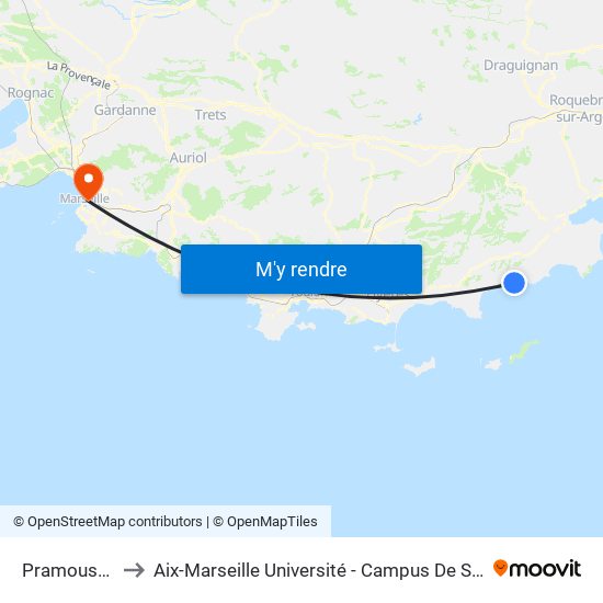 Pramousquier to Aix-Marseille Université - Campus De Saint-Charles map