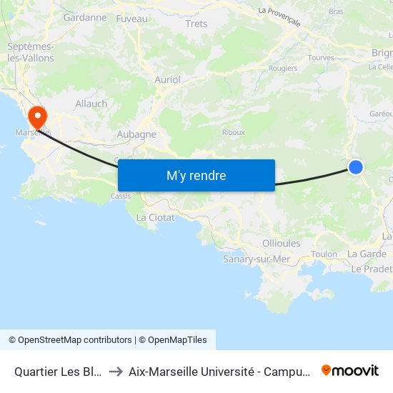 Quartier Les Bletonedes to Aix-Marseille Université - Campus De Saint-Charles map