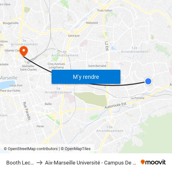Booth Lecache to Aix-Marseille Université - Campus De Saint-Charles map