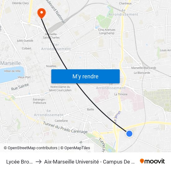 Lycée Brochier to Aix-Marseille Université - Campus De Saint-Charles map