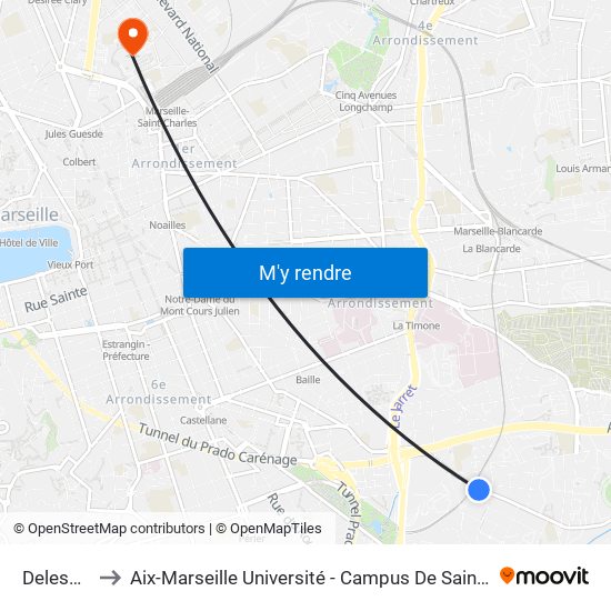 Delessert to Aix-Marseille Université - Campus De Saint-Charles map