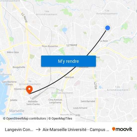 Langevin Consolation to Aix-Marseille Université - Campus De Saint-Charles map