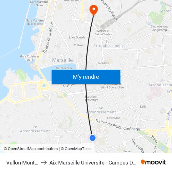 Vallon Montebello to Aix-Marseille Université - Campus De Saint-Charles map