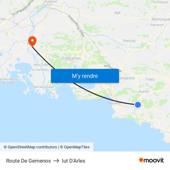 Route De Gemenos to Iut D'Arles map