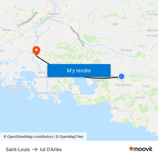 Saint-Louis to Iut D'Arles map