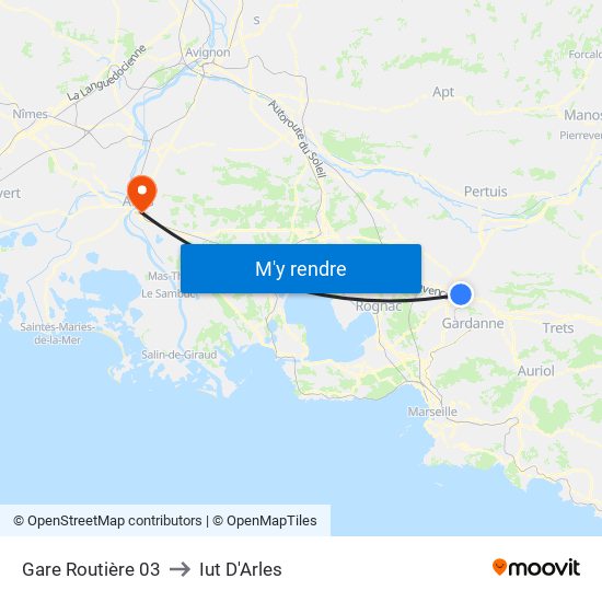 Gare Routière 03 to Iut D'Arles map