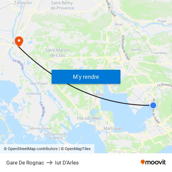 Gare De Rognac to Iut D'Arles map