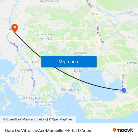 Gare De Vitrolles-Aér-Marseille to Iut D'Arles map