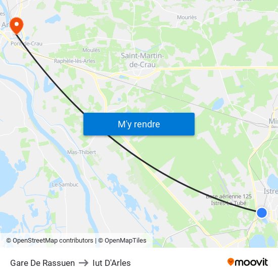 Gare De Rassuen to Iut D'Arles map
