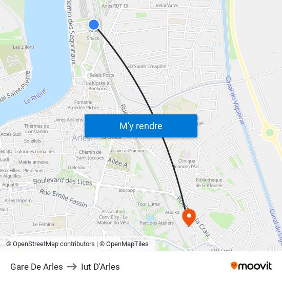 Gare De Arles to Iut D'Arles map