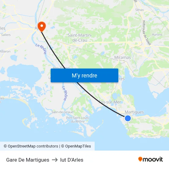 Gare De Martigues to Iut D'Arles map