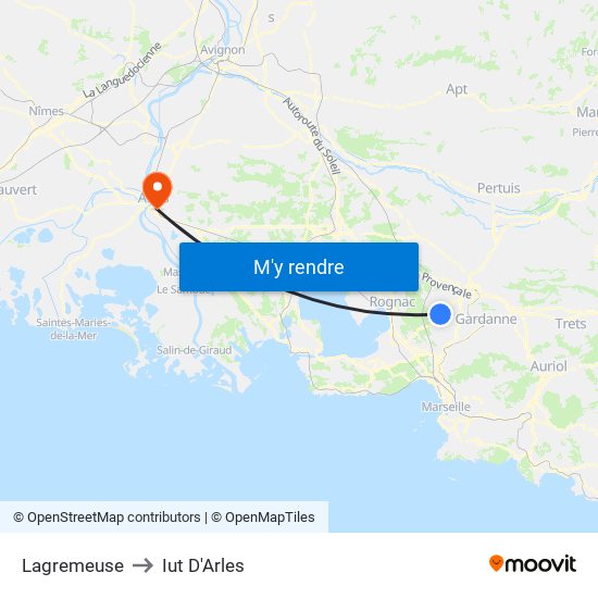 Lagremeuse to Iut D'Arles map