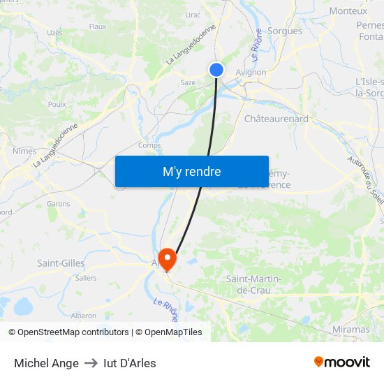 Michel Ange to Iut D'Arles map