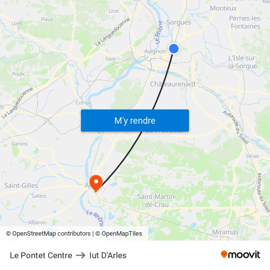 Le Pontet Centre to Iut D'Arles map
