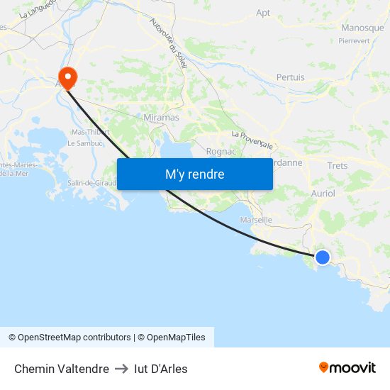 Chemin Valtendre to Iut D'Arles map