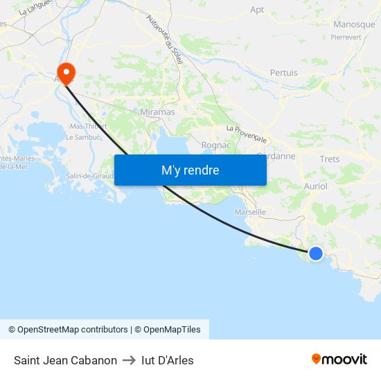 Saint Jean Cabanon to Iut D'Arles map