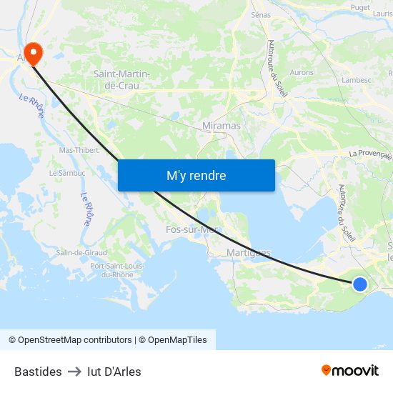 Bastides to Iut D'Arles map