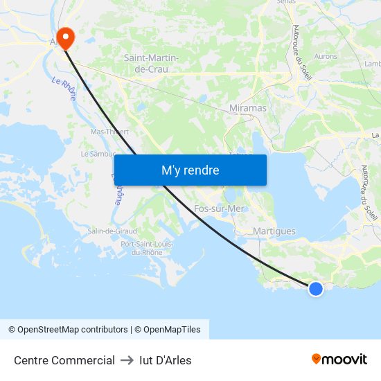 Centre Commercial to Iut D'Arles map