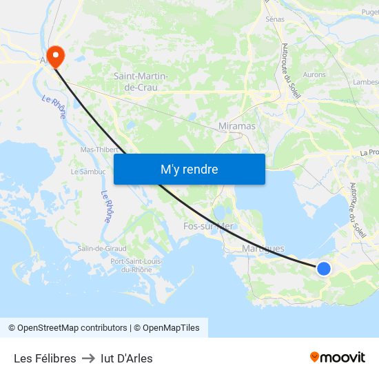 Les Félibres to Iut D'Arles map