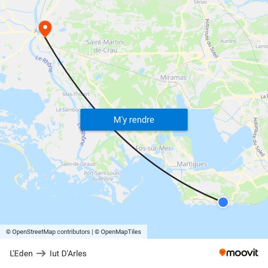 L'Eden to Iut D'Arles map