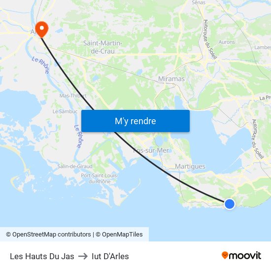 Les Hauts Du Jas to Iut D'Arles map