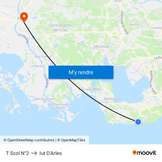 T Scol N°2 to Iut D'Arles map