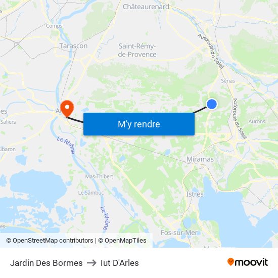 Jardin Des Bormes to Iut D'Arles map