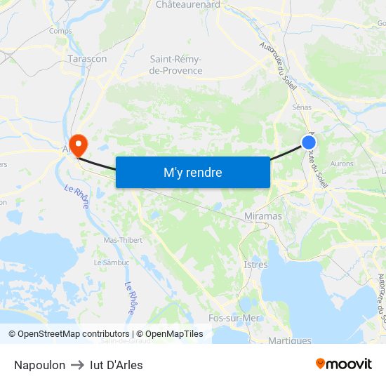 Napoulon to Iut D'Arles map
