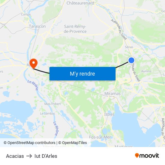 Acacias to Iut D'Arles map