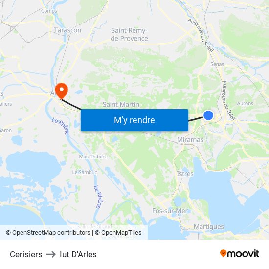 Cerisiers to Iut D'Arles map