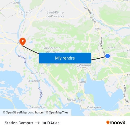 Station Campus to Iut D'Arles map